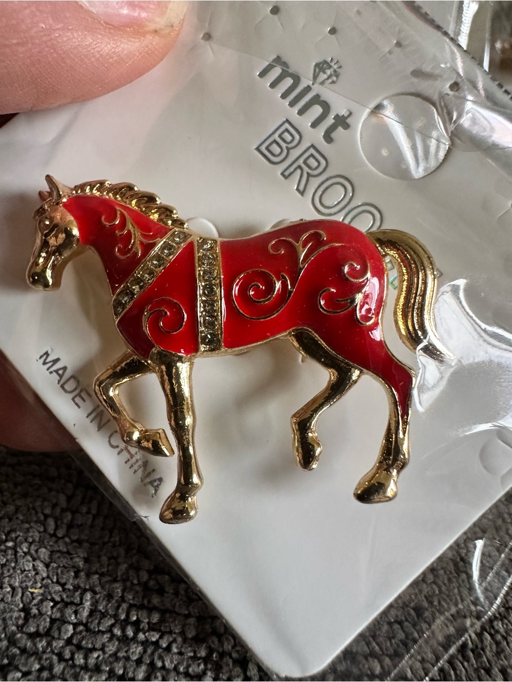 The Horse Red and Gold Enamel Horse Brooch by The Horse